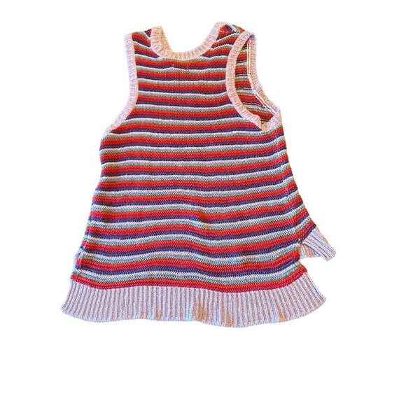 Sleeveless Falls Creek Striped Knit Sweater Vest 1X Multicolor Acrylic/Nylon - Picture 5 of 5